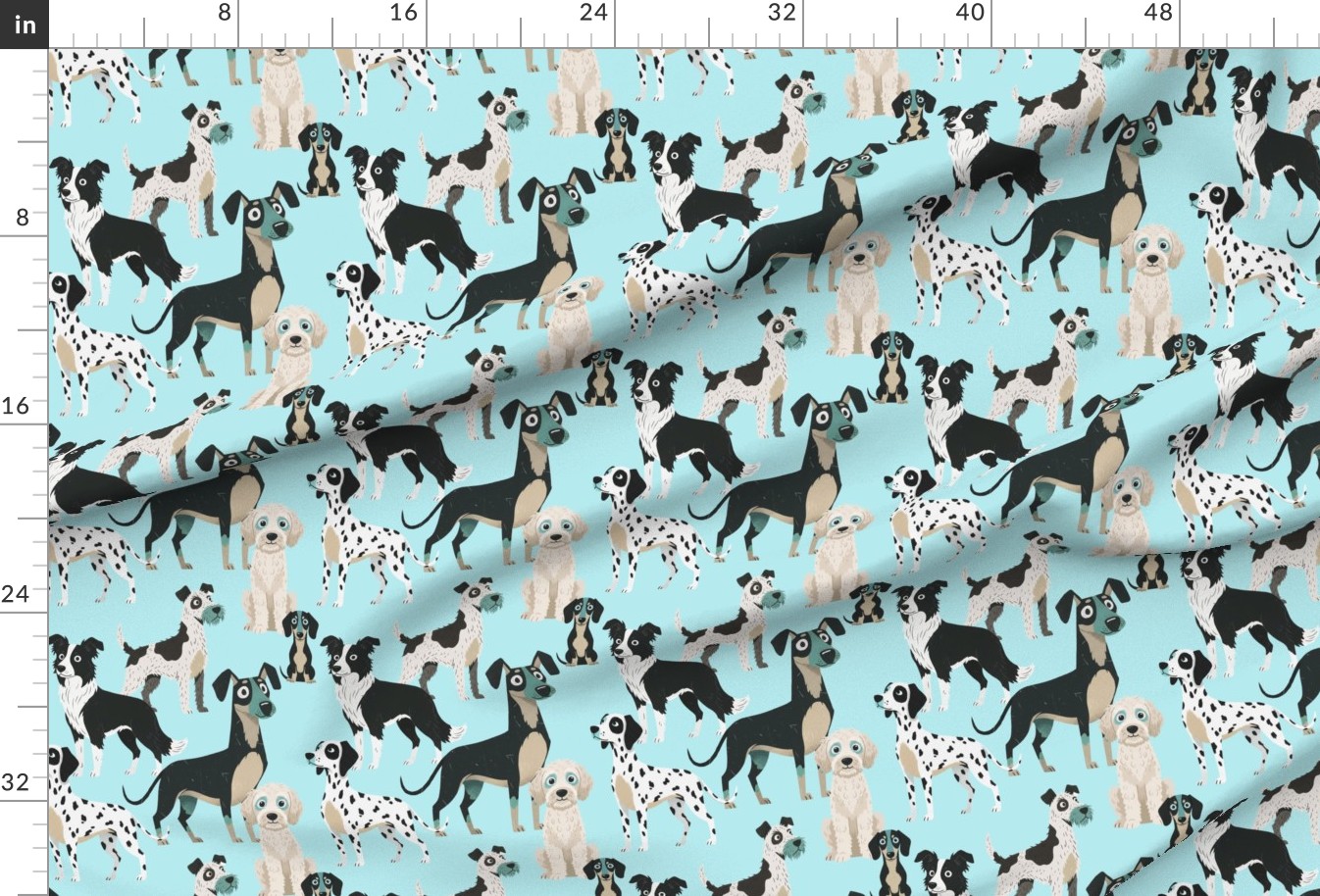 Fabric — Beige & Cyan colourway
